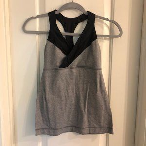 Lululemon Grey and Black Deep Breath Tank sz 4